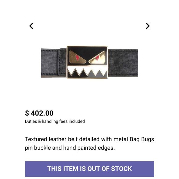 Fendi Monster Black & Gold Bug Eye Buckle Calf Skin Leather Belt Size 75 cm 30 i main image 9